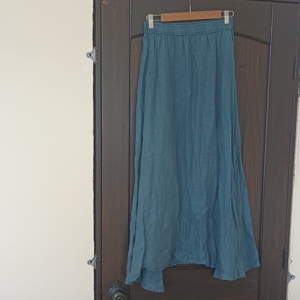 Linen Blue Maxi Skirt